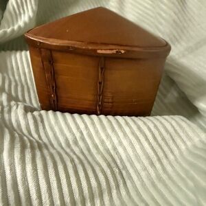 Thai AKHA Hill Tribe Bamboo Mulberry Wood Triangle Box 5” X 5” X 4” Trinket